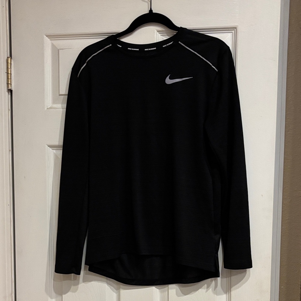 Nike Black Long Sleeve Top with Silver Swoosh